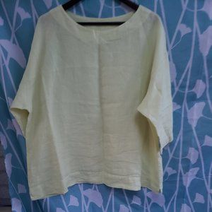BRYN WALKER 100%Linen Resort Shirt in green Made in USA size Small oversized
